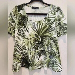VIBE Peplum Tropical Print Blouse Size M